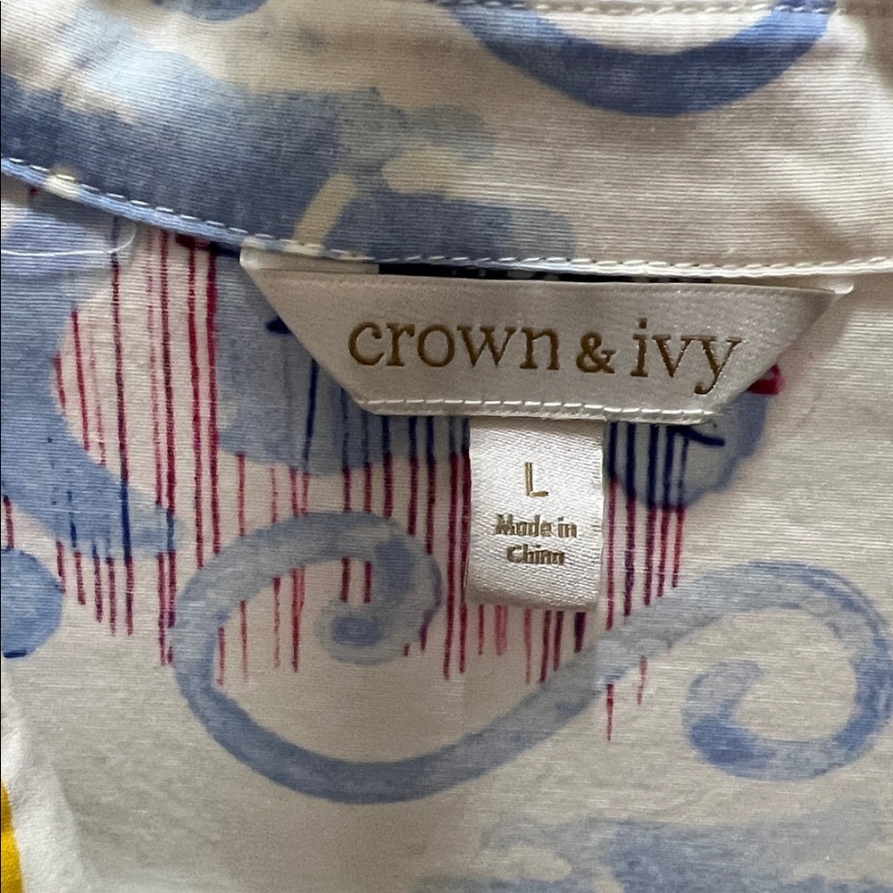 crown & ivy White Midi Shirt Dress with Pink, Yellow, Blue and Green Print - Picture 3 of 5